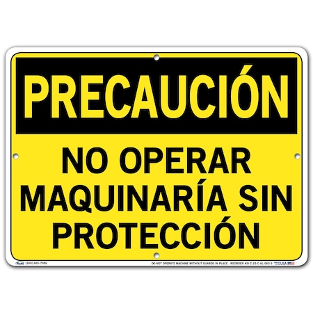 Vestil Aluminum Sign, 10-1/2" Height, 14-1/2" Width, Aluminum, Rectangle, Spanish SI-C-25-C-AL-063-S